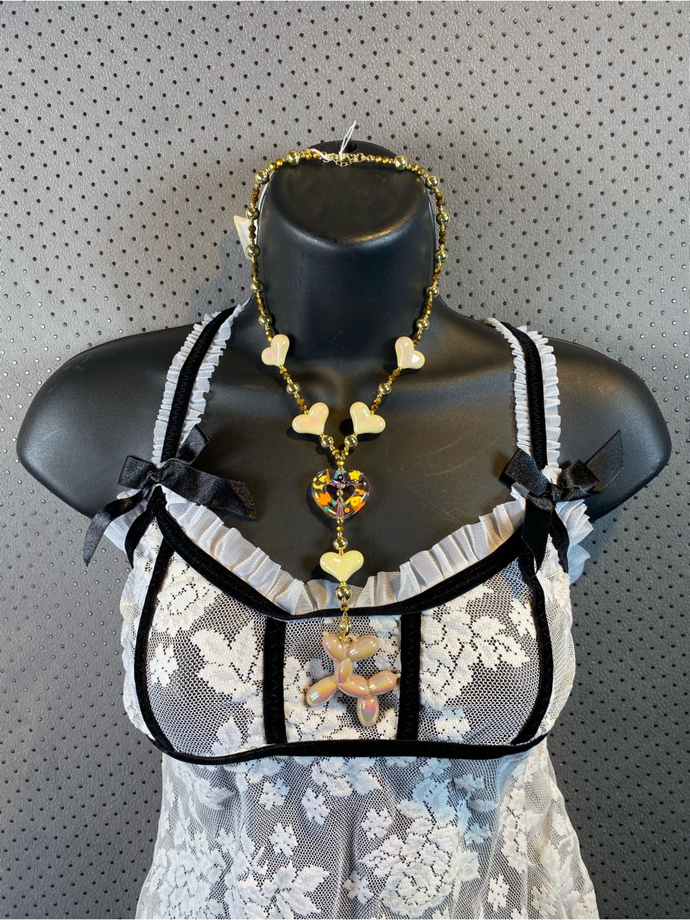 Boutique multi-chain balloon dog necklace